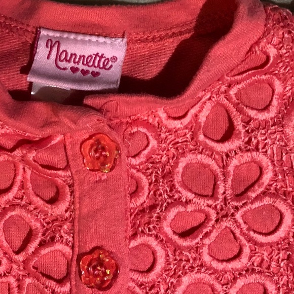 Nannette, coral, girls sz 2T cardigan - Picture 4 of 5